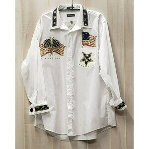 Embellished American Flag Shirt Glitter Jewels Eagle Bling, Wentworth 17.5 34/35
